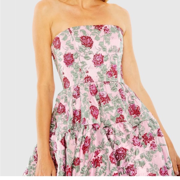 Mac Duggal Pink Floral Mini Dress - Picture 2 of 2